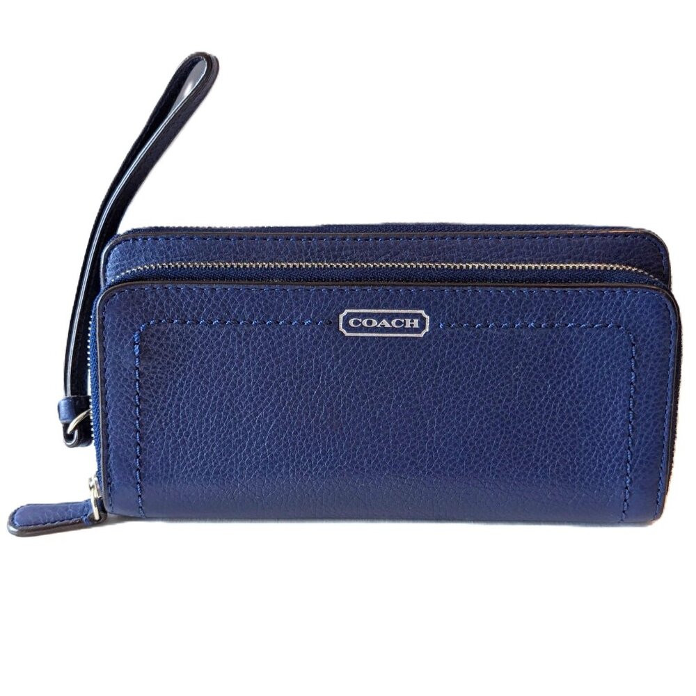 Coach Park Accordion Zip Wallet - Pebble Leather Navy #F49157